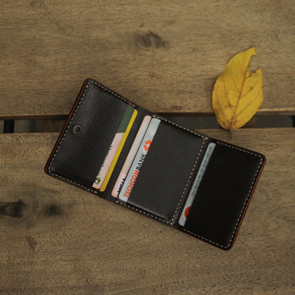 Trifold Leather Wallet, Leather Minimalist Wallet, Dark Brown Wallet, Personalize Leather Wallet, Gift For Him, Gift For Her, Birthday Gift