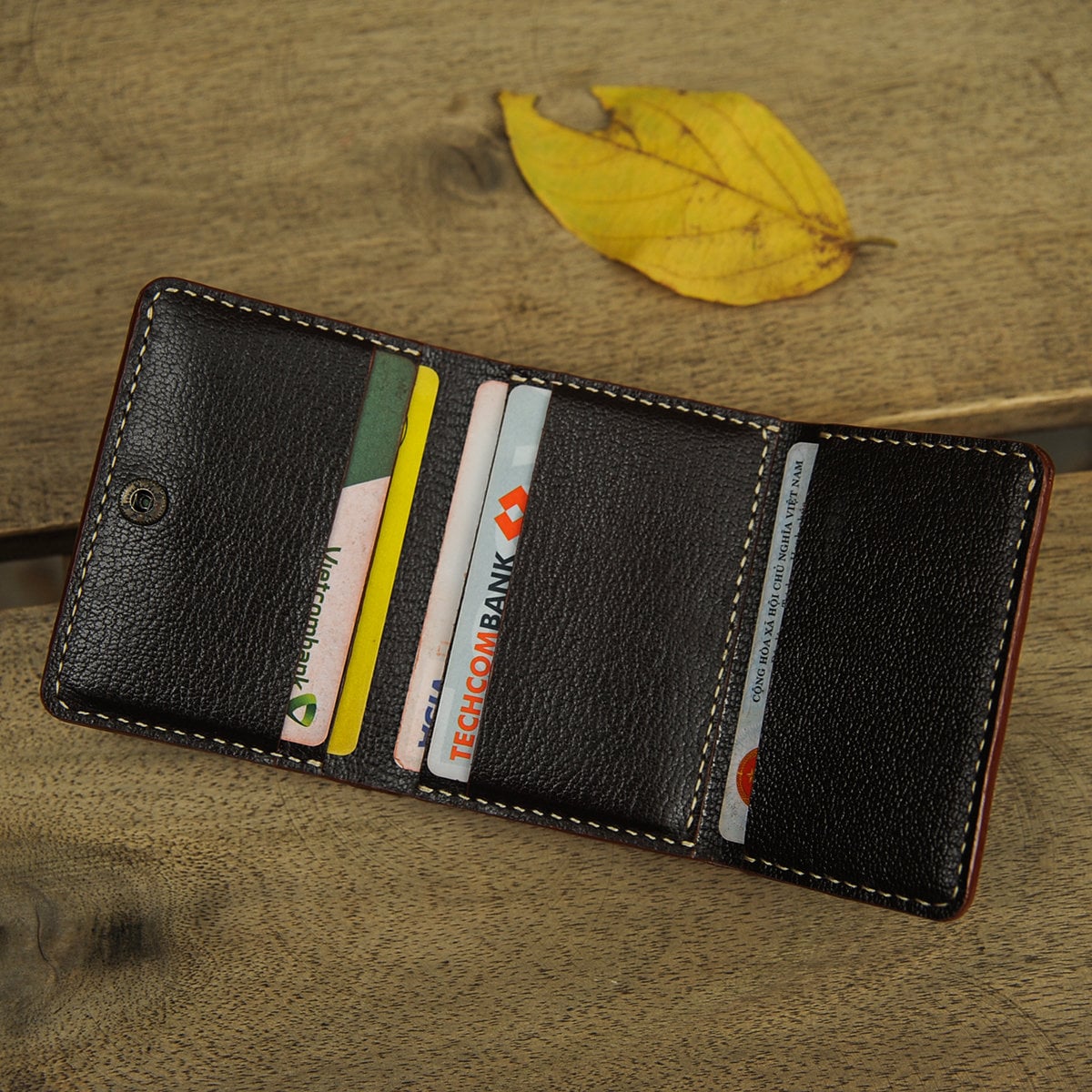 Trifold Leather Wallet, Leather Minimalist Wallet, Dark Brown Wallet, Personalize Leather Wallet, Gift For Him, Gift For Her, Birthday Gift