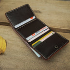Trifold Leather Wallet, Leather Minimalist Wallet, Dark Brown Wallet, Personalize Leather Wallet, Gift For Him, Gift For Her, Birthday Gift