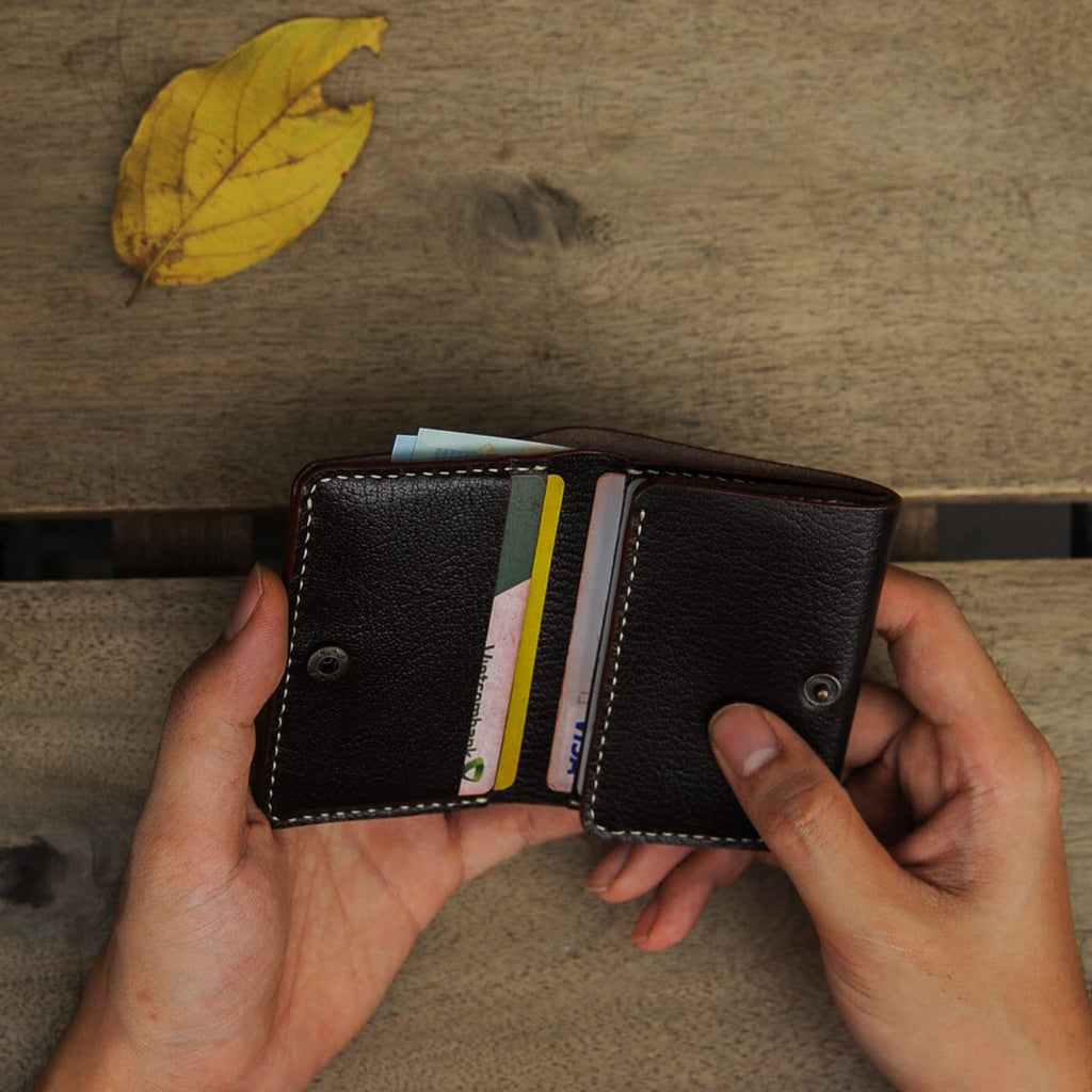 Trifold Leather Wallet, Leather Minimalist Wallet, Dark Brown Wallet, Personalize Leather Wallet, Gift For Him, Gift For Her, Birthday Gift