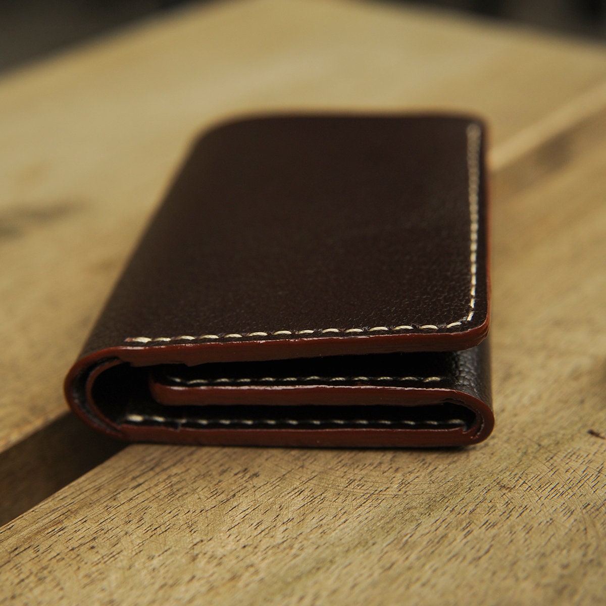 Trifold Leather Wallet, Leather Minimalist Wallet, Dark Brown Wallet, Personalize Leather Wallet, Gift For Him, Gift For Her, Birthday Gift