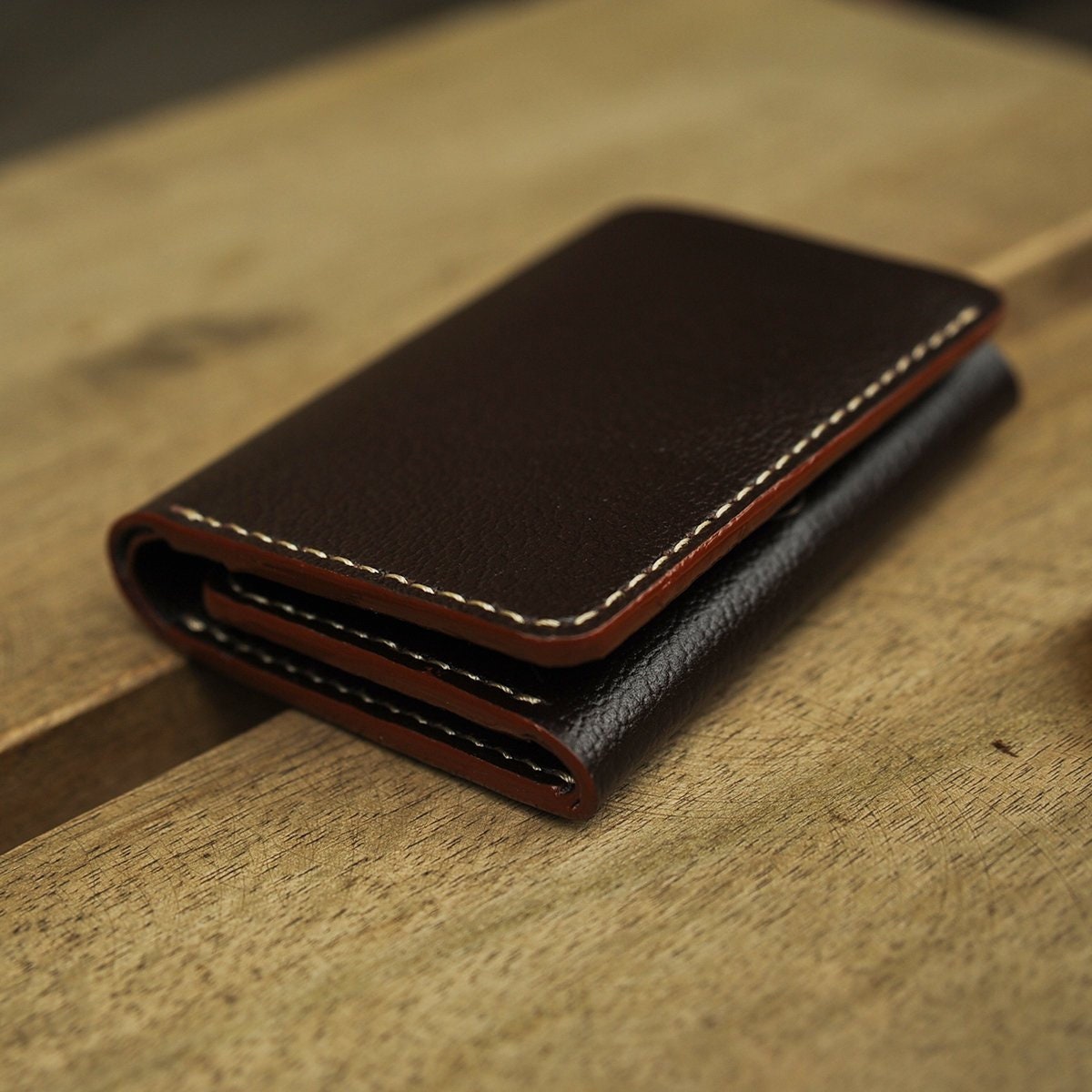 Trifold Leather Wallet, Leather Minimalist Wallet, Dark Brown Wallet, Personalize Leather Wallet, Gift For Him, Gift For Her, Birthday Gift