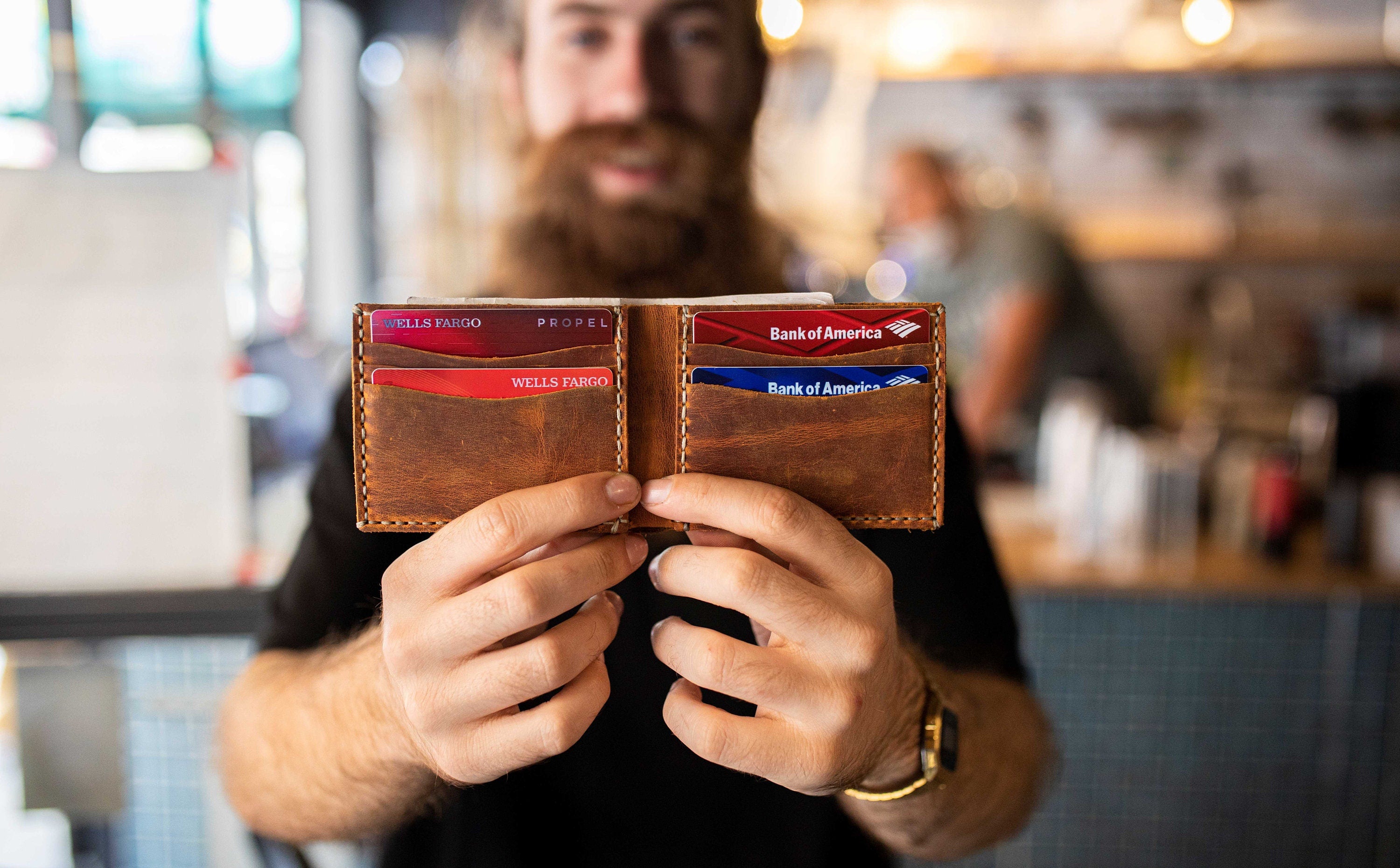 Leather Wallet Handmade Leather Wallet Leather Personalized Wallet Man Wallet Minimalist Wallet Groomsmen Gift- Cinnamon # Texas0028
