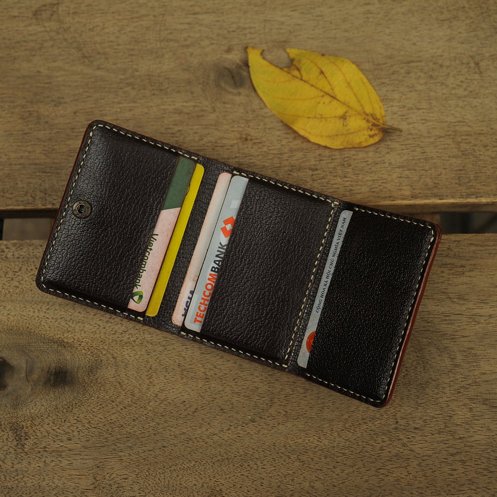 Trifold Leather Wallet, Leather Minimalist Wallet, Dark Brown Wallet, Personalize Leather Wallet, Gift For Him, Gift For Her, Birthday Gift