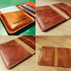 Handmade Leather Bifold Wallet: Personalized Front Pocket Card Holder