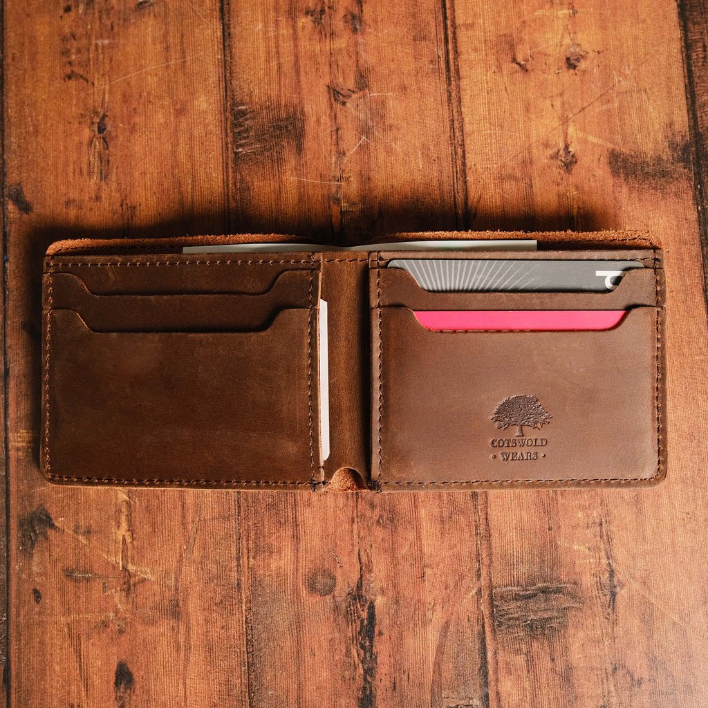 Personalised Genuine Leather Bifold Wallet — Embossed Men's Wallet
