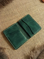 Handmade Leather Bifold Wallet: Personalized Front Pocket Card Holder