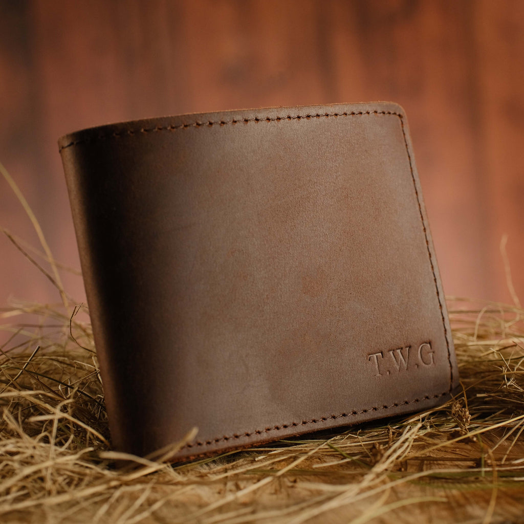 Personalised Genuine Leather Bifold Wallet — Embossed Men's Wallet
