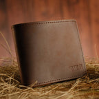 Personalised Genuine Leather Bifold Wallet — Embossed Men's Wallet