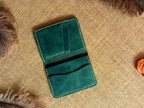 Handmade Leather Bifold Wallet: Personalized Front Pocket Card Holder