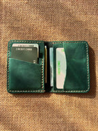 Handmade Leather Bifold Wallet: Personalized Front Pocket Card Holder