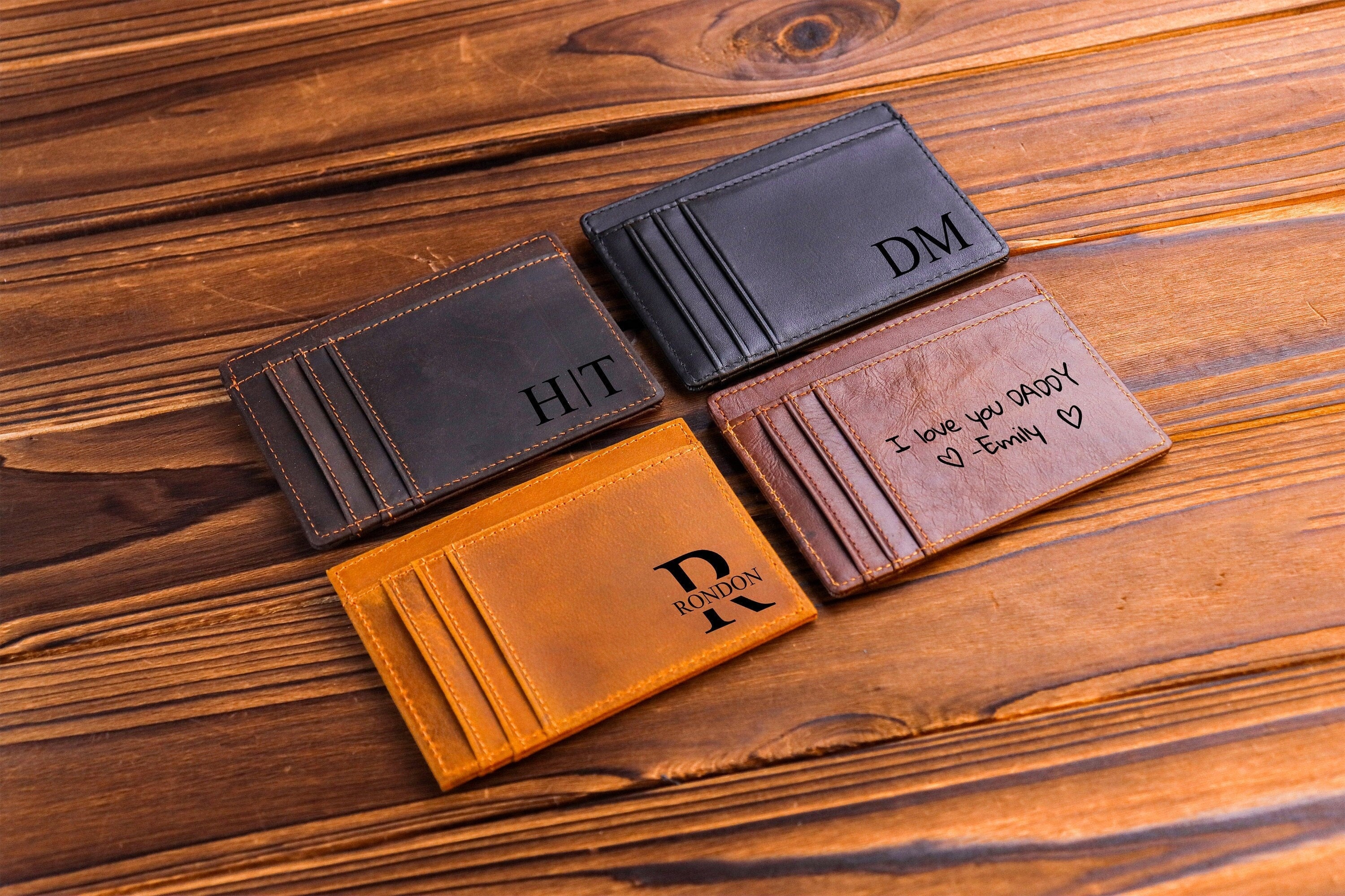 Personalized Engraved Leather Wallet — Anniversary Gift for Him