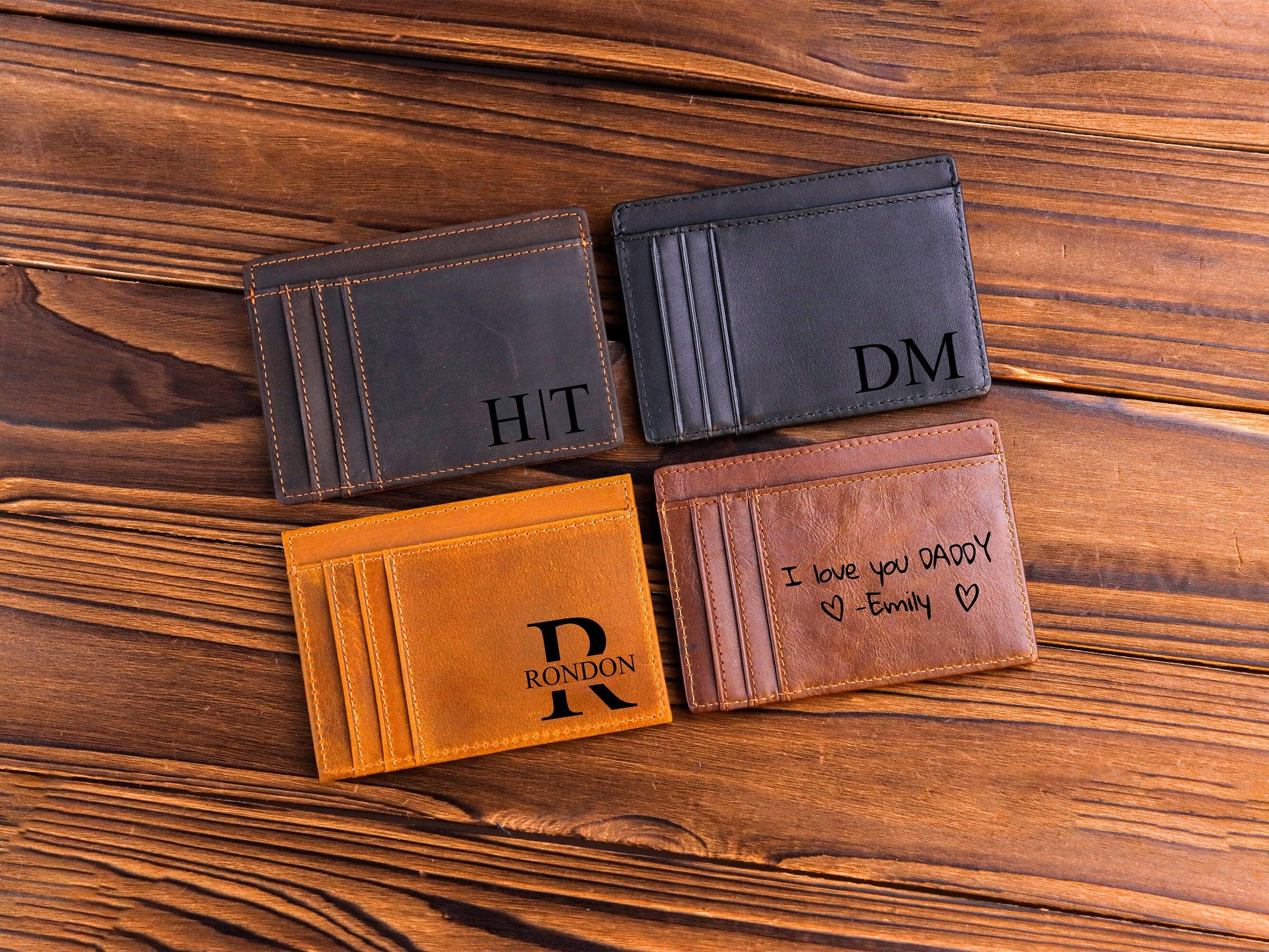 Personalized Engraved Leather Wallet — Anniversary Gift for Him