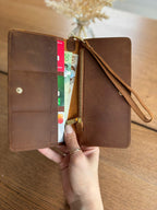 Personalized Super Slim Leather Wallet, Handmade Full Grain Women Wallet, Christmas Gift