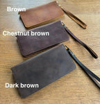 Personalized Super Slim Leather Wallet, Handmade Full Grain Women Wallet, Christmas Gift