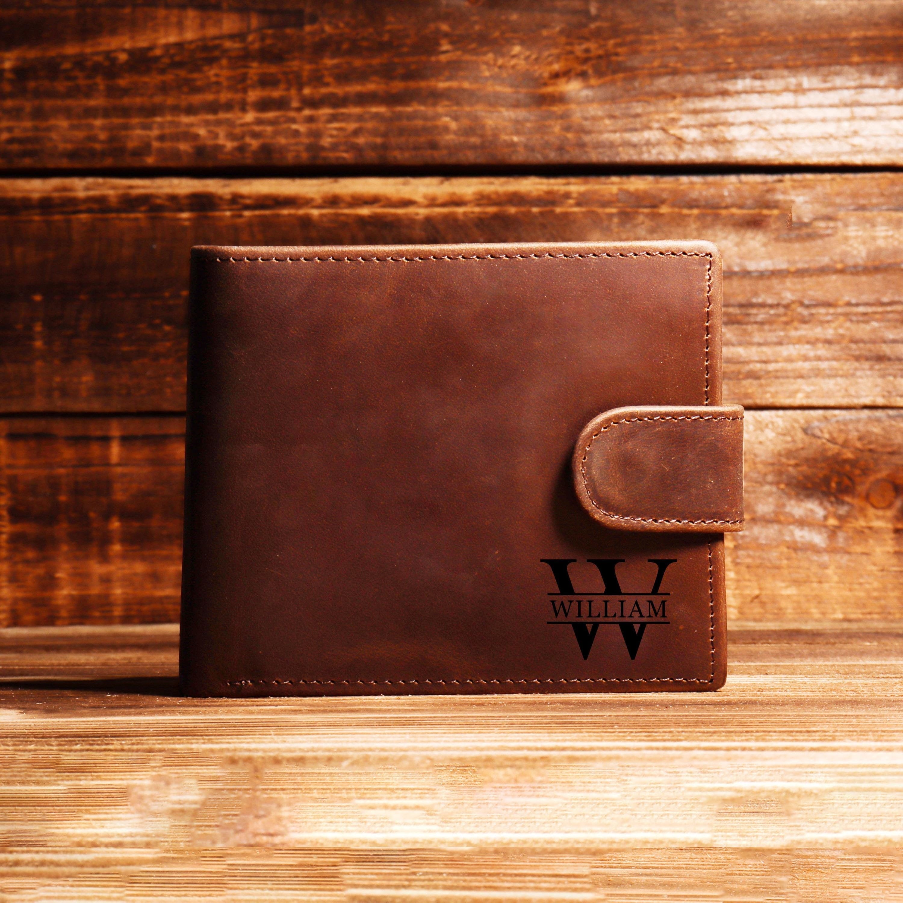 Engraved Genuine Leather Wallet — Personalized Custom Men's Wallet