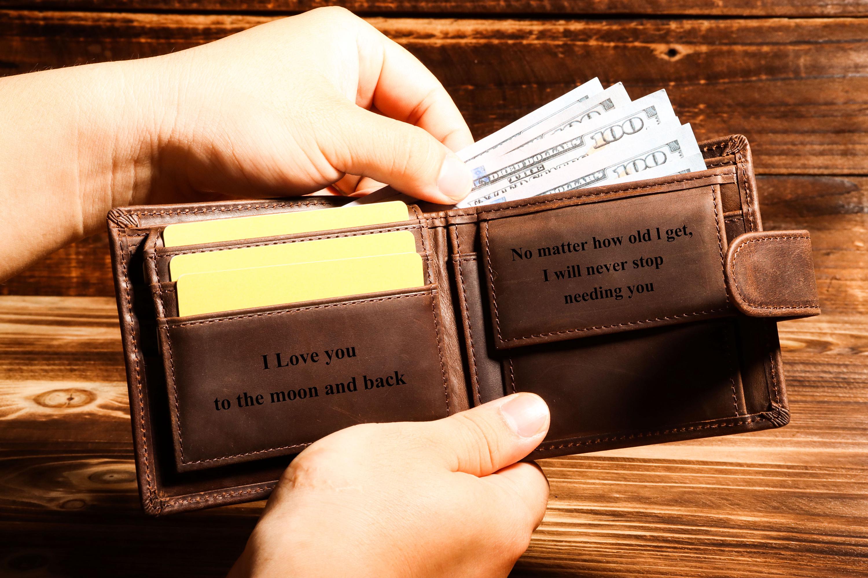 Engraved Genuine Leather Wallet — Personalized Custom Men's Wallet