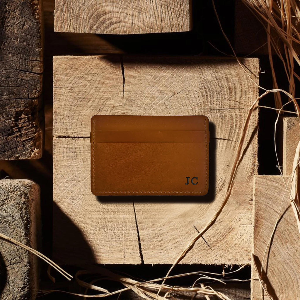 Slim Genuine Leather Card Holder — Minimalist Wallet for Men and Women