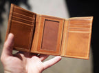 Handmade Trifold Wallet, Wallet For Men, Personalized Gift, Leather Wallet, Milwaukee Full Grain Leather Wallet With Card Slots