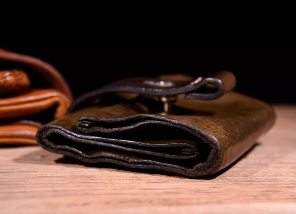 Handmade Full-grain Vegetable-tanned Leather, Heavy Washed Retro Tri-fold Wallet & Card Holder – Short Foldable Genuine Leather Wallet