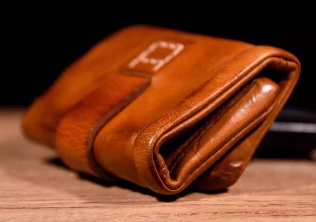 Handmade Full-grain Vegetable-tanned Leather, Heavy Washed Retro Tri-fold Wallet & Card Holder – Short Foldable Genuine Leather Wallet