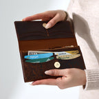 Handcrafted Leather Bifold Wallet: Floral Embossed Phone Clutch