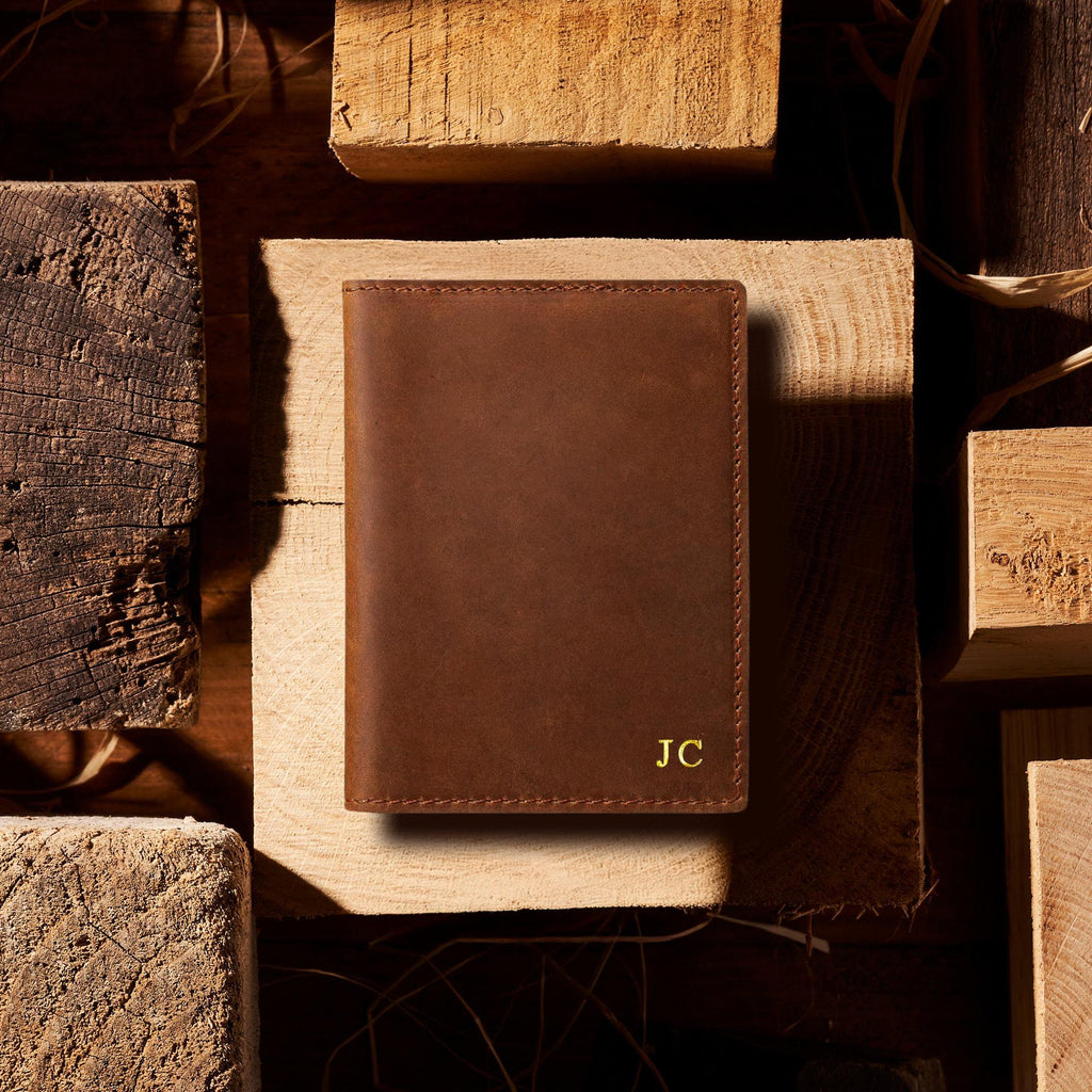 Personalised Leather Passport Holder — Travel Wallet with Card Holder