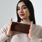 Handcrafted Leather Bifold Wallet: Floral Embossed Phone Clutch