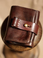 Handmade Full-grain Vegetable-tanned Leather, Heavy Washed Retro Tri-fold Wallet & Card Holder – Short Foldable Genuine Leather Wallet