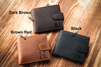 Engraved Black Leather Wallet — Custom Groomsmen Gift Wallet