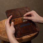 Handmade Leather Wallet Purse: Billfold Phone Case, Card Holder