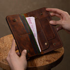 Handmade Leather Wallet Purse: Billfold Phone Case, Card Holder