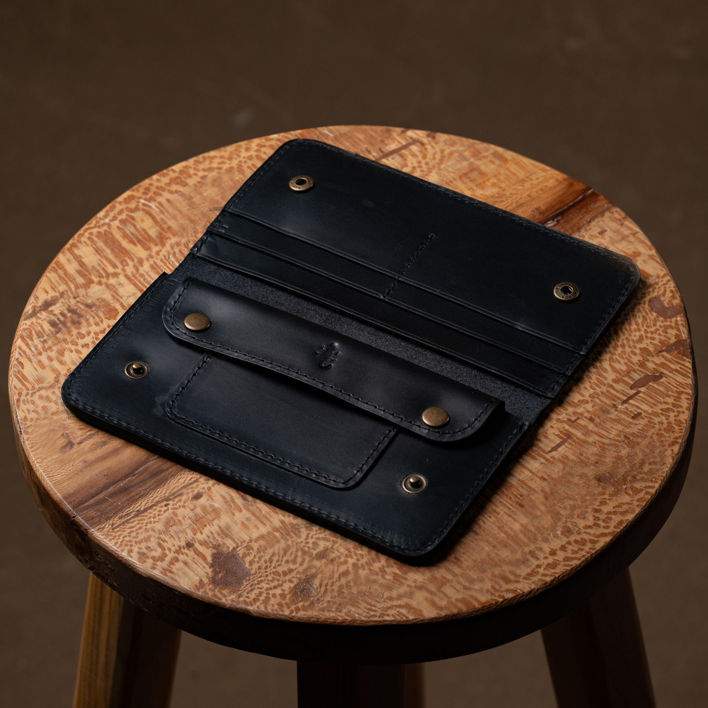 Handmade Leather Wallet Purse: Billfold Phone Case, Card Holder