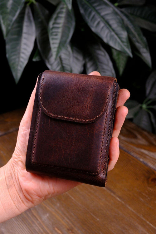 Handmade Leather Bifold Wallet – Slim Minimalist Card Case, Personalized Gift