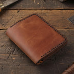 Handmade Leather Mens Wallet Slim Vertical Minimalist Bifold