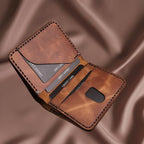 Handmade Leather Mens Wallet Slim Vertical Minimalist Bifold