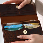 Handcrafted Leather Bifold Wallet: Floral Embossed Phone Clutch