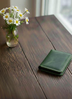 Handmade Leather Bifold Wallet: Personalized Front Pocket Card Holder