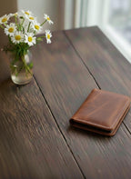 Handmade Leather Bifold Wallet: Personalized Front Pocket Card Holder