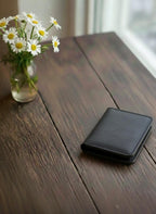 Handmade Leather Bifold Wallet: Personalized Front Pocket Card Holder