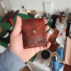 Handmade Genuine Leather Cash Wallet For Men - Minimalist Front Pocket Wallet - Personalized Anniversary Gift For Him - Full Grain Leather