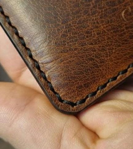 Handmade Genuine Leather Cash Wallet For Men - Minimalist Front Pocket Wallet - Personalized Anniversary Gift For Him - Full Grain Leather