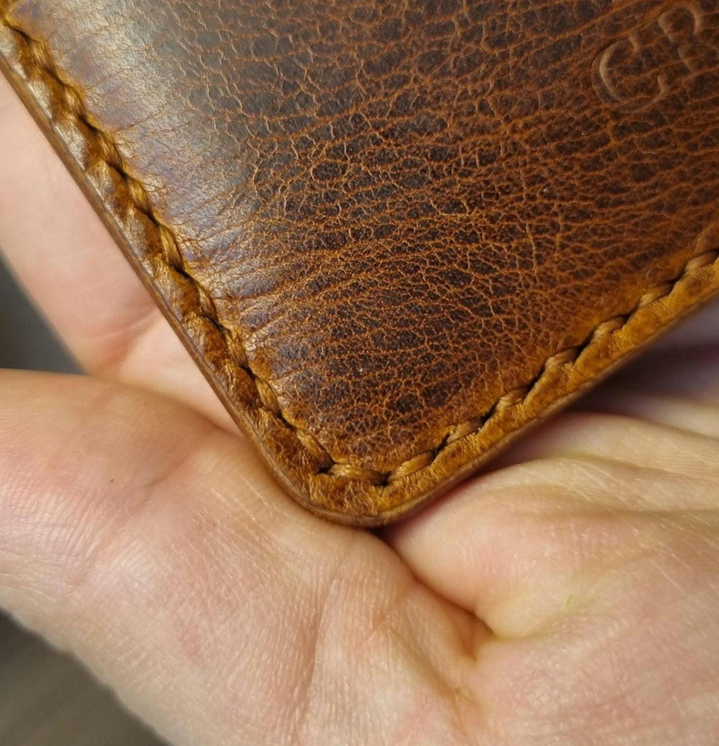Handmade Genuine Leather Cash Wallet For Men - Minimalist Front Pocket Wallet - Personalized Anniversary Gift For Him - Full Grain Leather