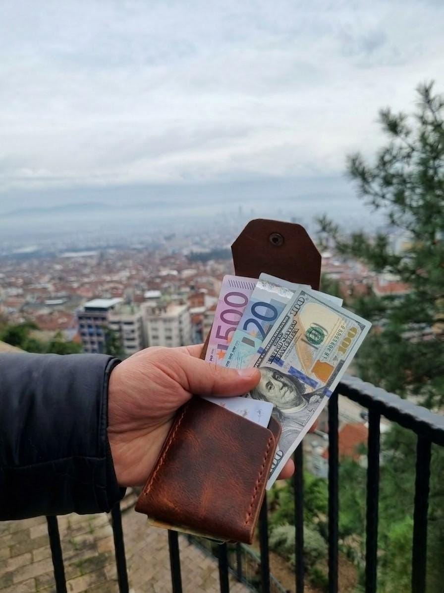 Handmade Genuine Leather Cash Wallet For Men - Minimalist Front Pocket Wallet - Personalized Anniversary Gift For Him - Full Grain Leather
