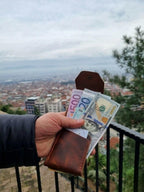 Handmade Genuine Leather Cash Wallet For Men - Minimalist Front Pocket Wallet - Personalized Anniversary Gift For Him - Full Grain Leather