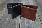 Slim Bifold Wallet Full Grain Pull-up Leather Hand-stitched Leather Wallet