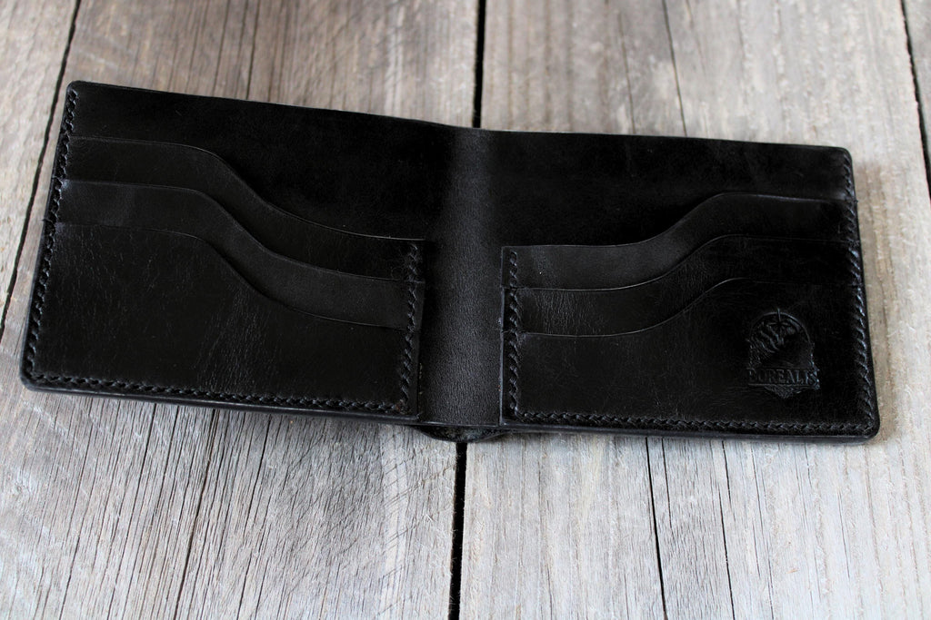 Slim Bifold Wallet Full Grain Pull-up Leather Hand-stitched Leather Wallet