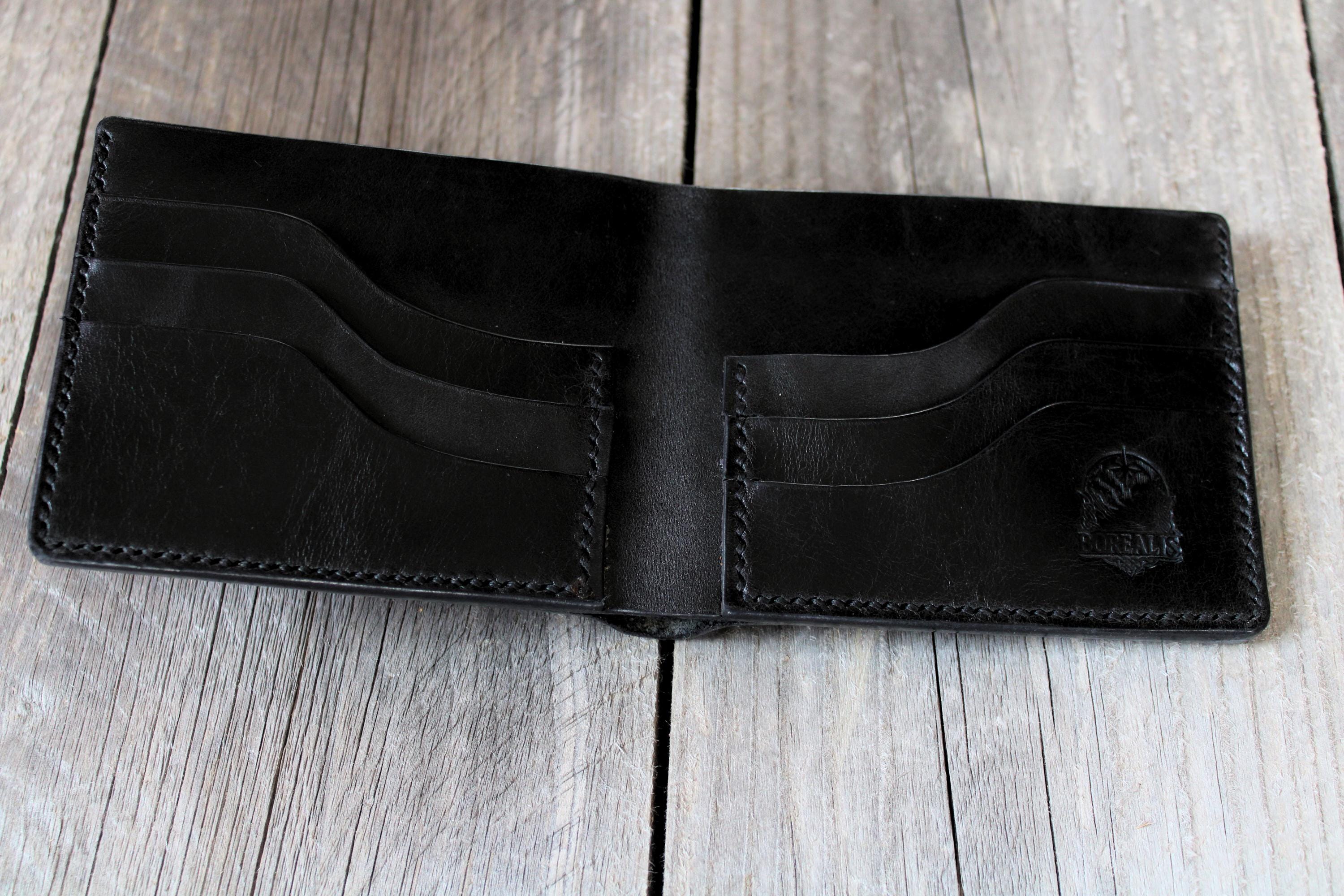 Slim Bifold Wallet Full Grain Pull-up Leather Hand-stitched Leather Wallet