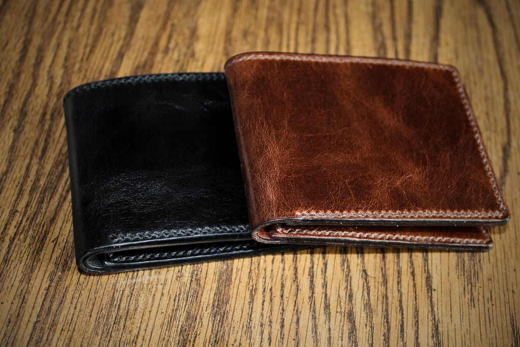 Slim Bifold Wallet Full Grain Pull-up Leather Hand-stitched Leather Wallet