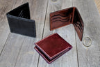 Slim Bifold Wallet Full Grain Pull-up Leather Hand-stitched Leather Wallet